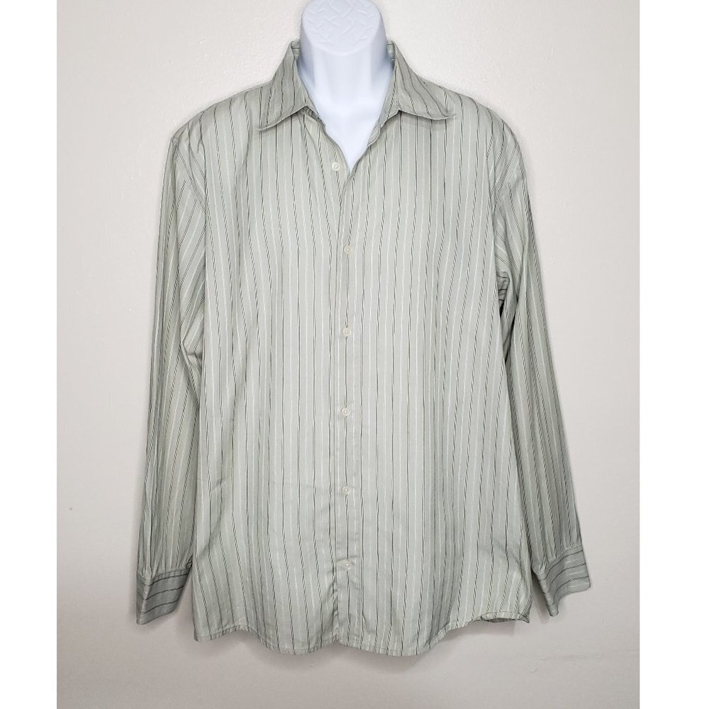 Calvin Klein Mint‎ Green Men's Long Sleeve Button Down Shirt Striped Size XL